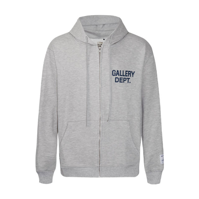Gallery Dept Basic Clean Fits Zipped Hoodie Black Gray Dark Gray
