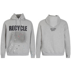 Gallery Dept Recycle Paint Splatter Hoodie Black Gray Dark Gray