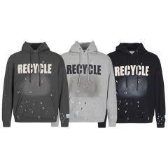 Gallery Dept Recycle Paint Splatter Hoodie Black Gray Dark Gray
