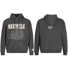 Gallery Dept Recycle Paint Splatter Hoodie Black Gray Dark Gray