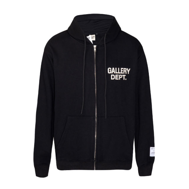 Gallery Dept Basic Clean Fits Zipped Hoodie Black Gray Dark Gray