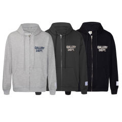 Gallery Dept Basic Clean Fits Zipped Hoodie Black Gray Dark Gray