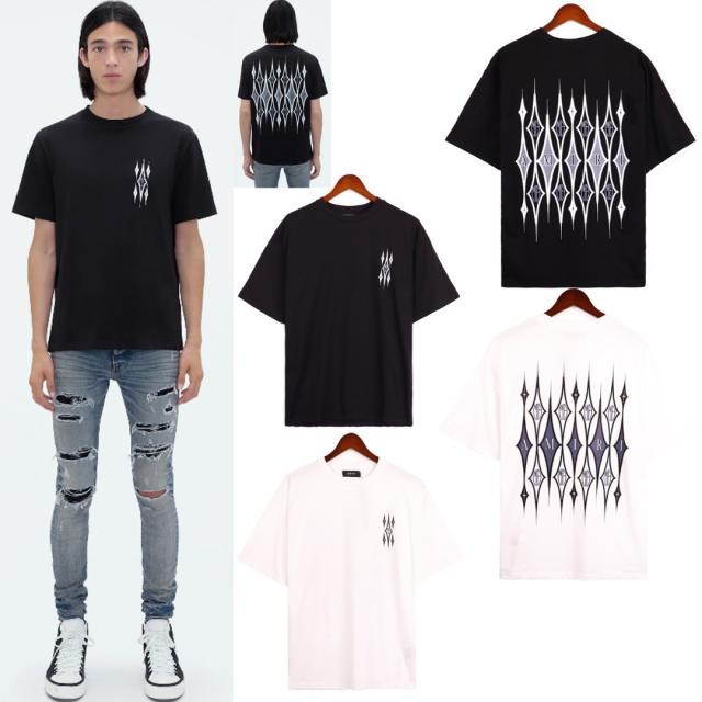 Argyle Print T-Shirt Black White