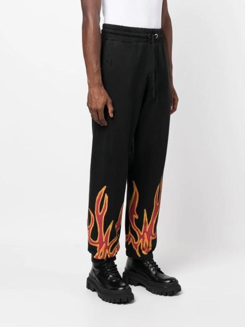 Palm Angels Flame Sweatpants Track Pants Beige Black