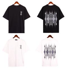 Argyle Print T-Shirt Black White