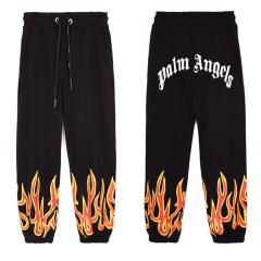 Palm Angels Flame Sweatpants Track Pants Beige Black