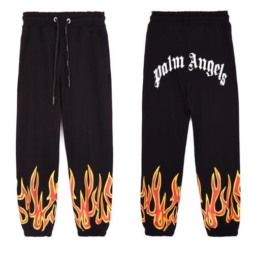Palm Angels Flame Sweatpants Track Pants Beige Black