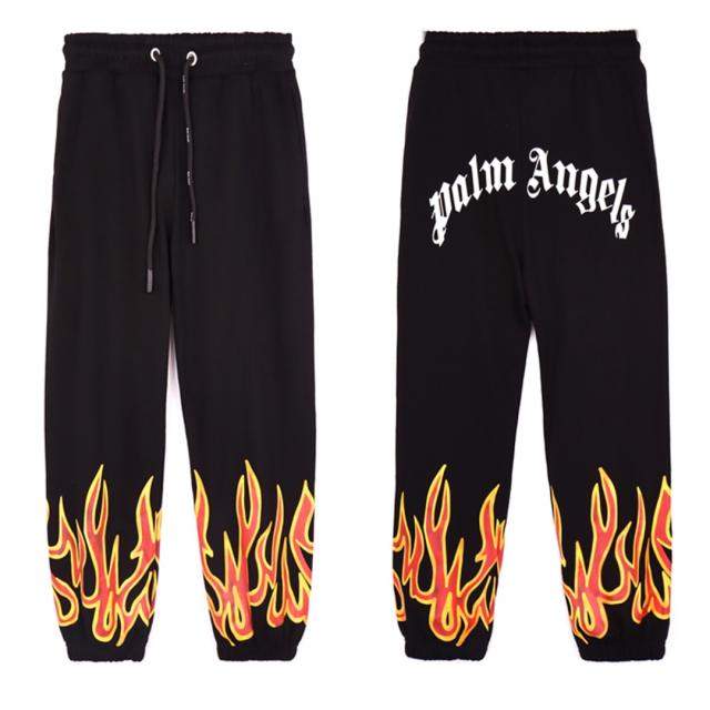 Palm Angels Flame Sweatpants Track Pants Beige Black