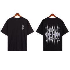 Argyle Print T-Shirt Black White
