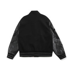 Bape Black Leather Sleeve Jacket Corlor