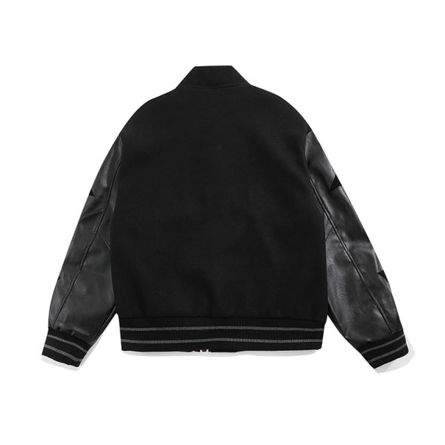 Bape Black Leather Sleeve Jacket Corlor