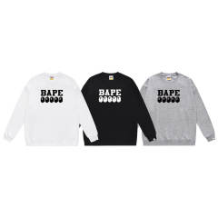 Bape Small Basic Ape Logo Crewneck Sweatshirt Black White Gray