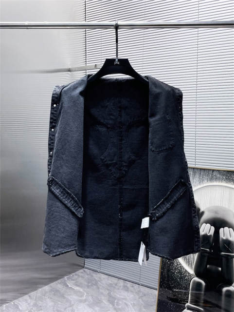 Chr0me Hearts Black Cross Patch Denim Jacket Clean Fits
