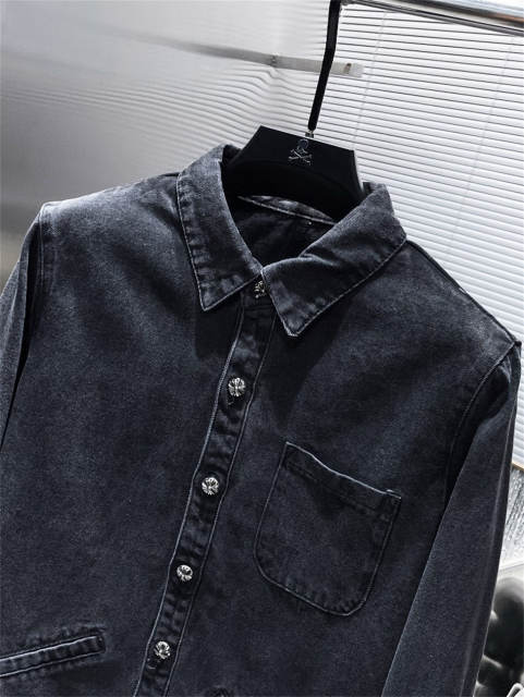 Chr0me Hearts Black Cross Patch Denim Jacket Clean Fits