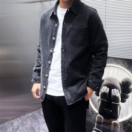 Chr0me Hearts Black Cross Patch Denim Jacket Clean Fits