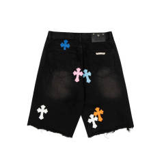 Chr0me Hearts Colorful Cross Black Denim Shorts