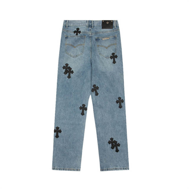 Chr0me Hearts CH Black Cross Mid Indigo Denim Pants Jeans