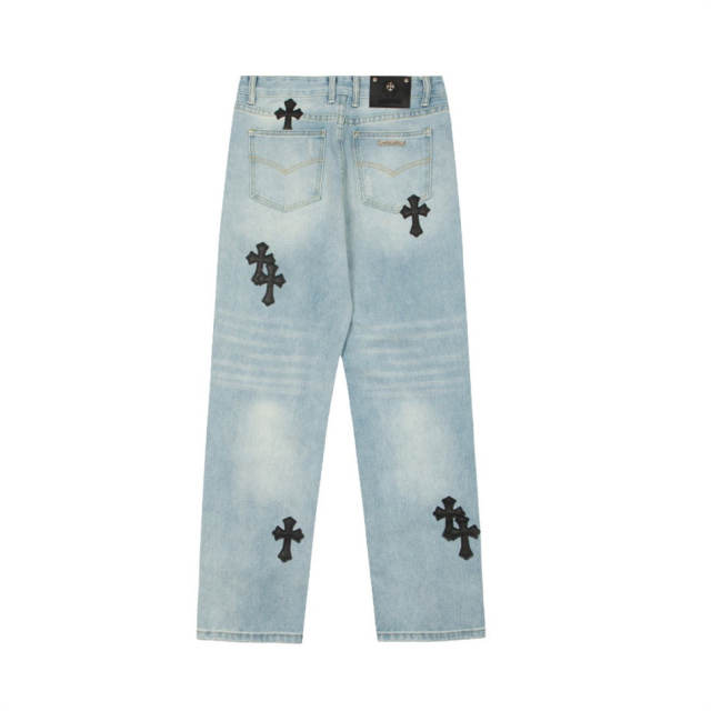 Chr0me Hearts CH Black Cross SEX RECORD Indigo Denim Pants Jeans