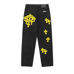 Chr0me Hearts CH Yellow Cross Black Pants Jeans