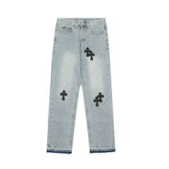 Chr0me Hearts CH Black Cross Indigo Denim Pants Jeans