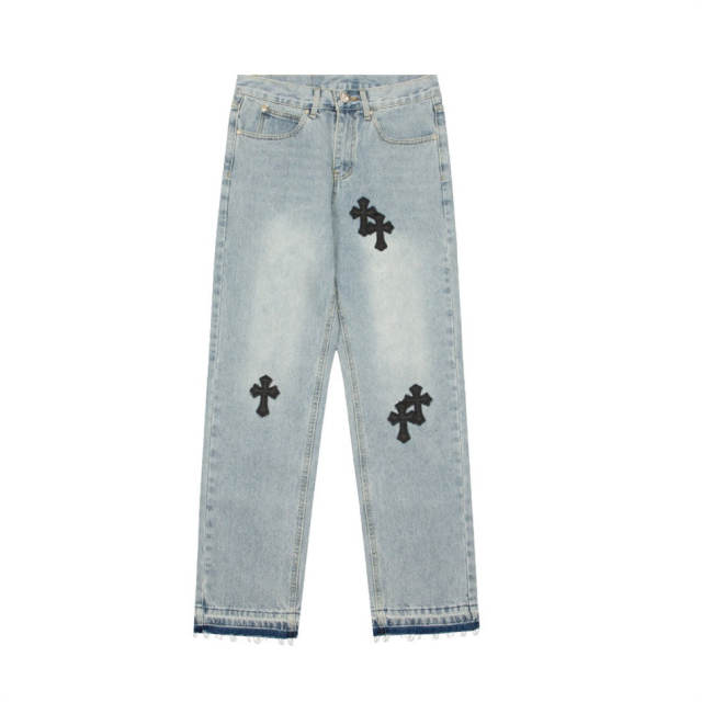 Chr0me Hearts CH Black Cross Indigo Denim Pants Jeans