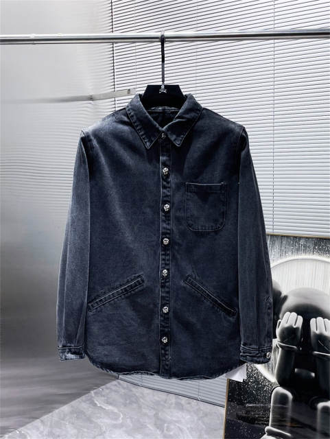 Chr0me Hearts Black Cross Patch Denim Jacket Clean Fits