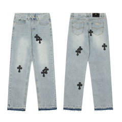 Chr0me Hearts CH Black Cross Indigo Denim Pants Jeans