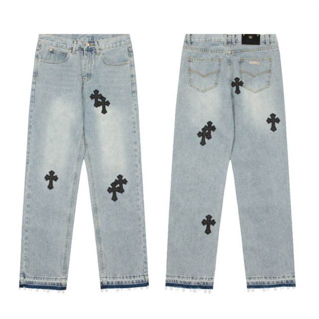 Chr0me Hearts CH Black Cross Indigo Denim Pants Jeans