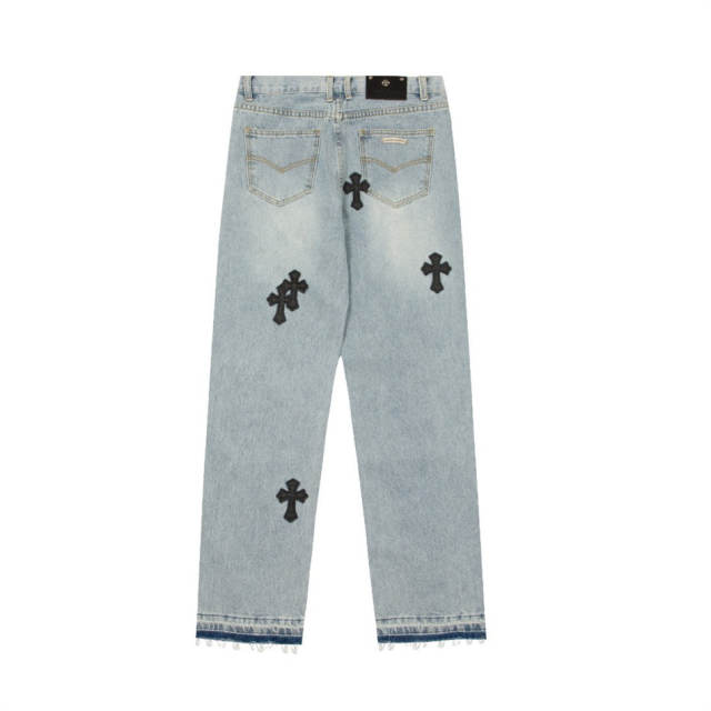 Chr0me Hearts CH Black Cross Indigo Denim Pants Jeans