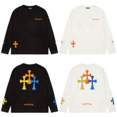 Chr0me Hearts Leather Cross Patch Sweater Black White