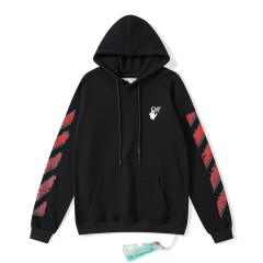 OW Red Brush Hoodie Black White