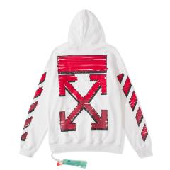 OW Red Brush Hoodie Black White