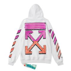 OW Pink Logo Hoodie Black White