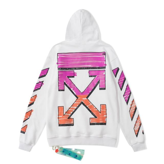 OW Pink Logo Hoodie Black White