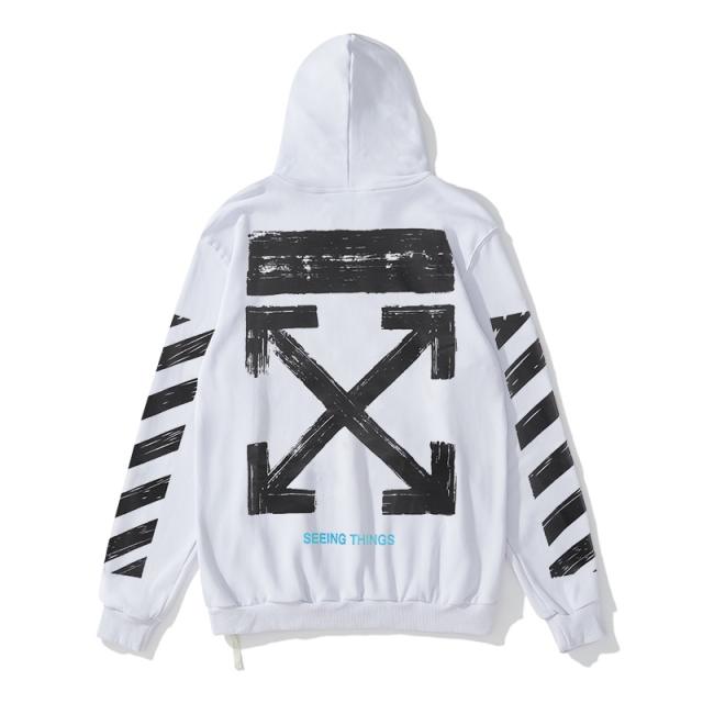 OW Pink Logo Hoodie Black White