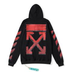 OW Red Brush Hoodie Black White