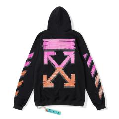 OW Pink Logo Hoodie Black White