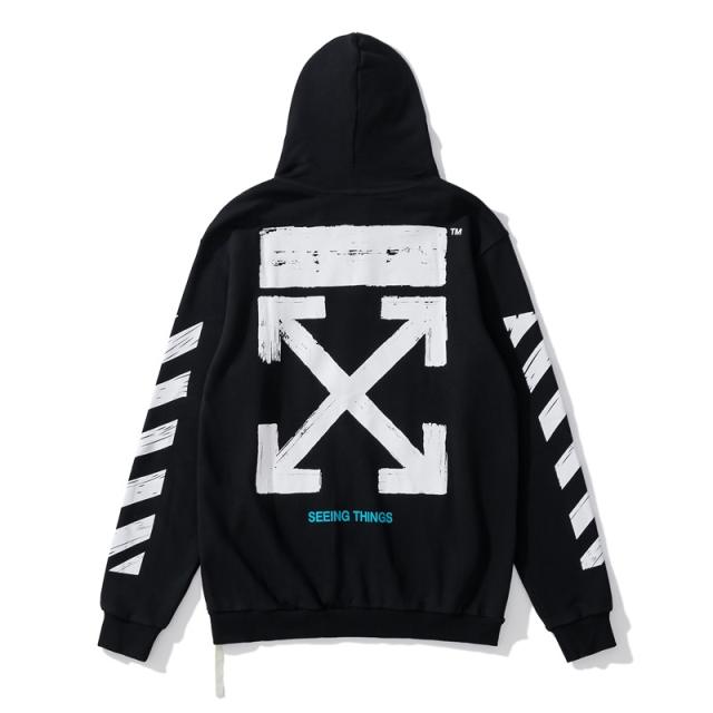 OW Pink Logo Hoodie Black White