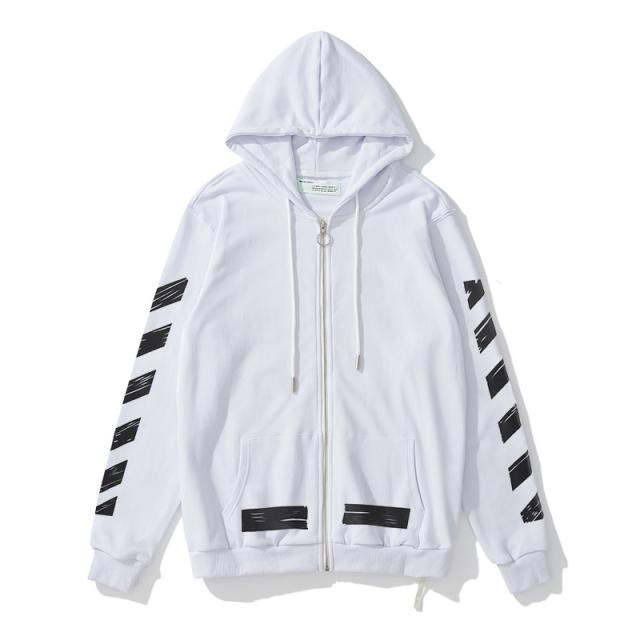 OW Pink Logo Hoodie Black White
