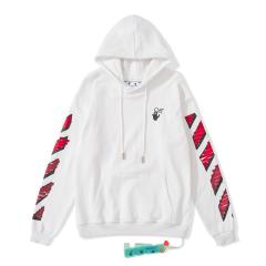 OW Red Brush Hoodie Black White