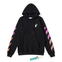 OW Pink Logo Hoodie Black White