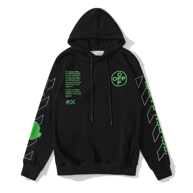 OW Green Logo Hoodie Black White