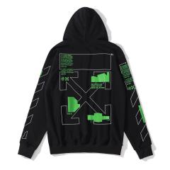 OW Green Logo Hoodie Black White