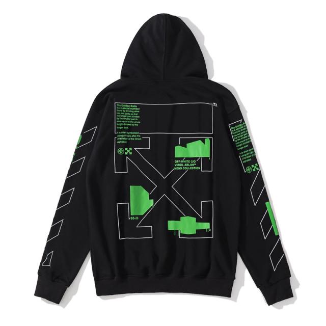 OW Green Logo Hoodie Black White