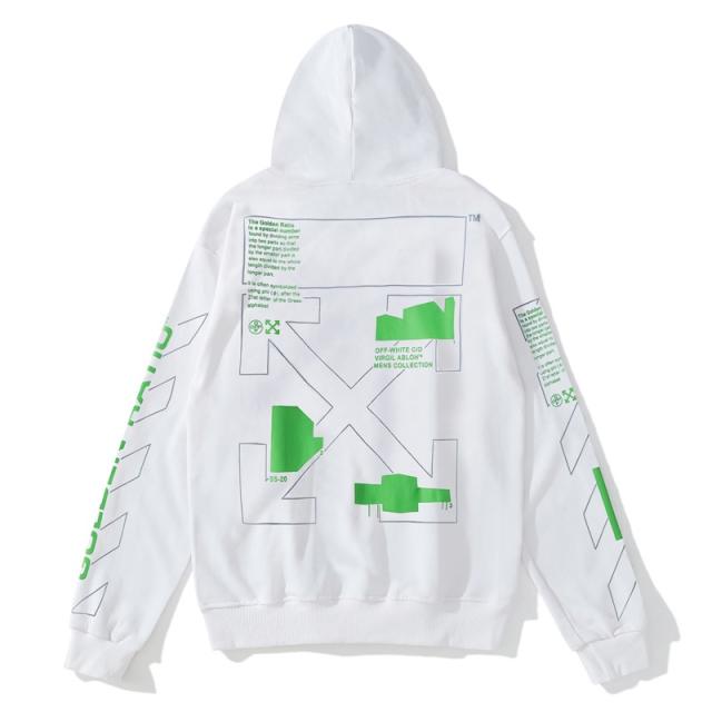 OW Green Logo Hoodie Black White