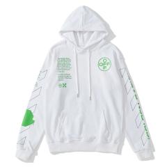OW Green Logo Hoodie Black White
