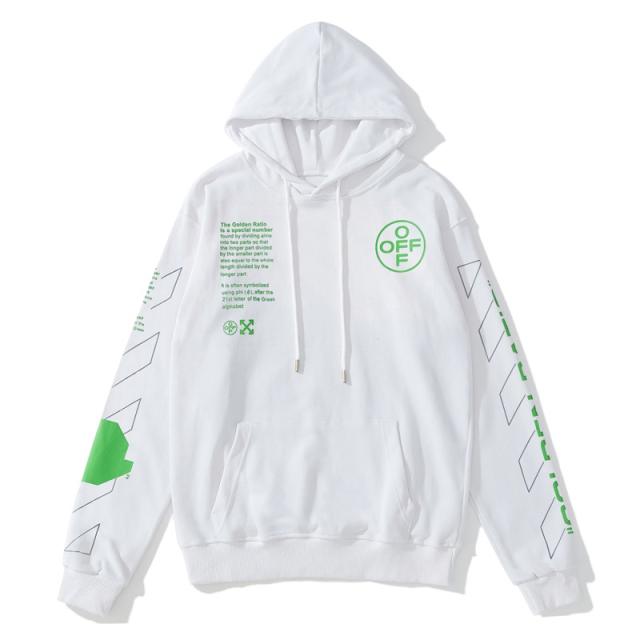 OW Green Logo Hoodie Black White