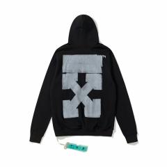 OW Double Brush Hoodie Black White