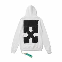 OW Double Brush Hoodie Black White