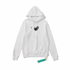 OW Double Brush Hoodie Black White